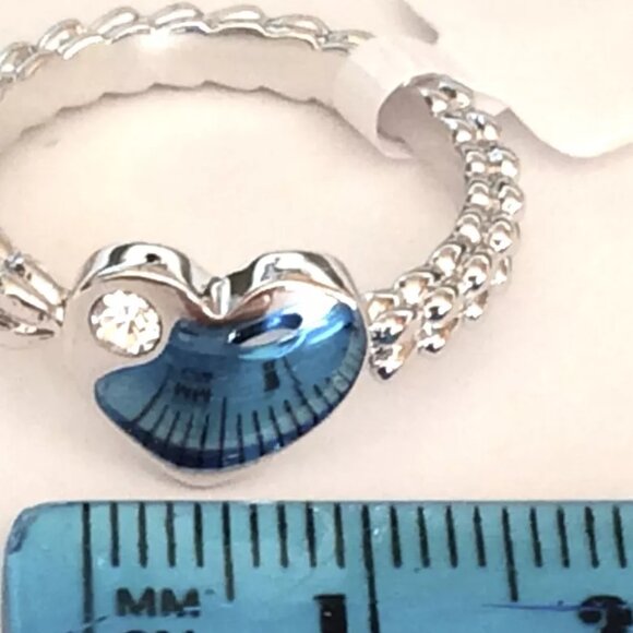 Silver Heart Cable Eternity Cocktail Ring Size 8 10 Hearts Cubic Zirconia Plated - Picture 8 of 8